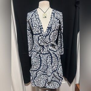 BCBGMaxAzria Blue and White Patterned Dress
